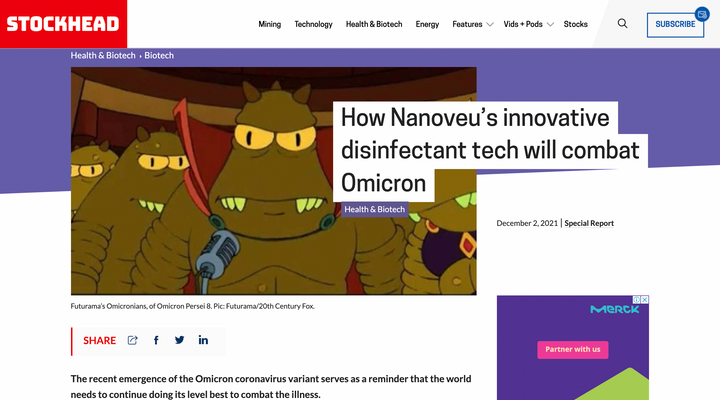 How Nanoveu’s innovative disinfectant tech will combat Omicron
